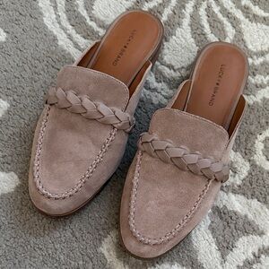 Lucky Brand Braided Suede Slip-On Mules - Taupe